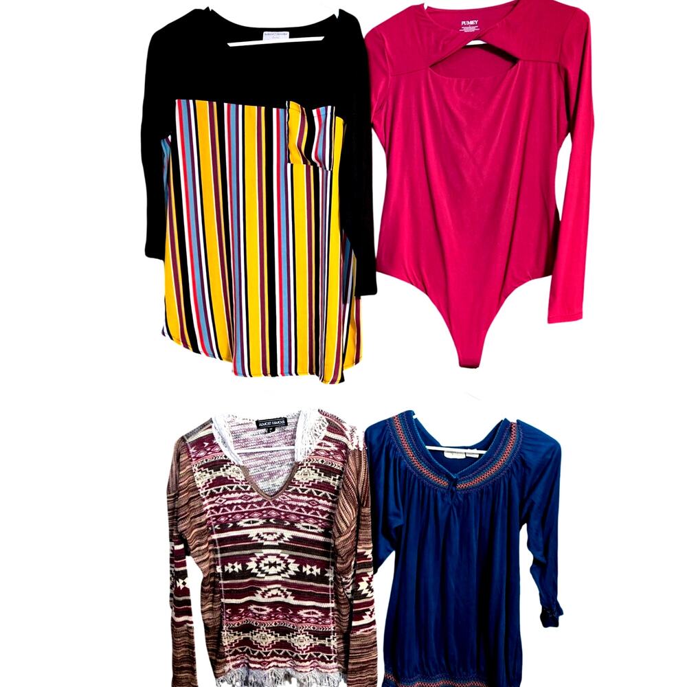 Women's Large 12 14 Tops Shirts Blouses Wholesale Bulk Lot of 4 L